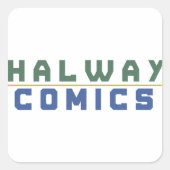 Halway Comics goud Vierkante Sticker (Voorkant)