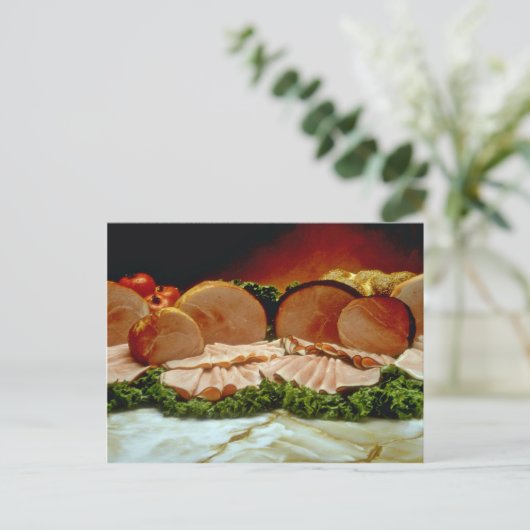 Ham, afkomstig van het trekken van een varken of v briefkaart (Staand voorkant)