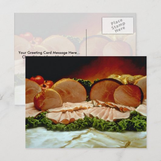 Ham, afkomstig van het trekken van een varken of v briefkaart (Voorkant / Achterkant)