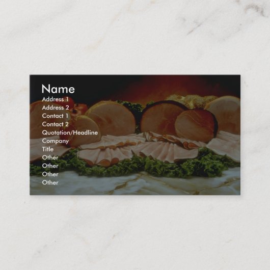 Ham, afkomstig van het trekken van een varken of v visitekaartje (Voorkant)