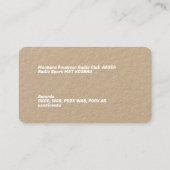 Ham Amateur Radio Visitekaartje (Achterkant)