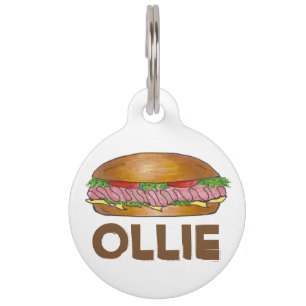 Ham Cheese Hoagie Submarine Sandwich Dog Label Huisdierpenning