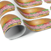 Ham Cheese Sub Hoagie Grinder Submarine Sandwich Cadeaupapier (Rol Hoek)