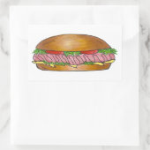 Ham en Cheese Hoagie Grinder Hero Sub Sandwich Rechthoekige Sticker (Tas)