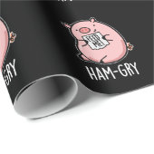 Ham-gry Funny Animal Pig Pun Dark BG Cadeaupapier (Rol Hoek)