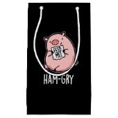 Ham-gry Funny Animal Pig Pun Dark BG Klein Cadeauzakje (Voorkant)