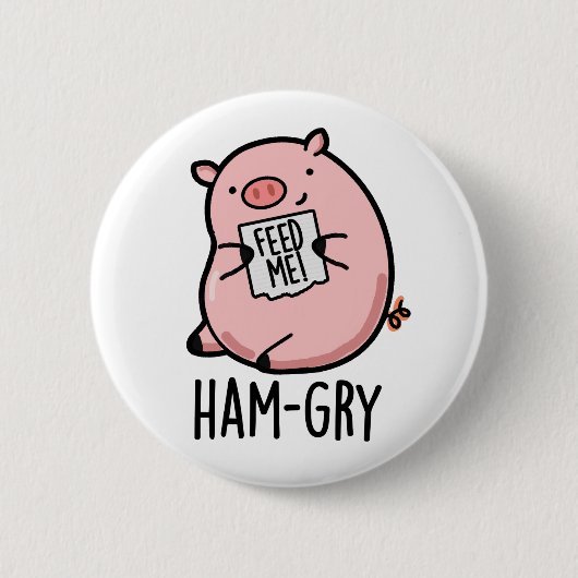 Ham-gry Funny Animal Pig Ronde Button 5,7 Cm (Voorkant)