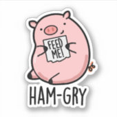 Ham-gry Funny Animal Pig Sticker (Voorkant)