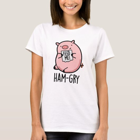 Ham-gry Funny Animal Pig T-shirt (Voorkant)