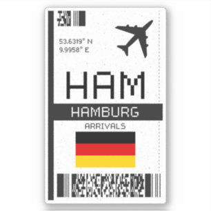 HAM Hamburg Boarding Pass - Duitsland Reizen Sticker