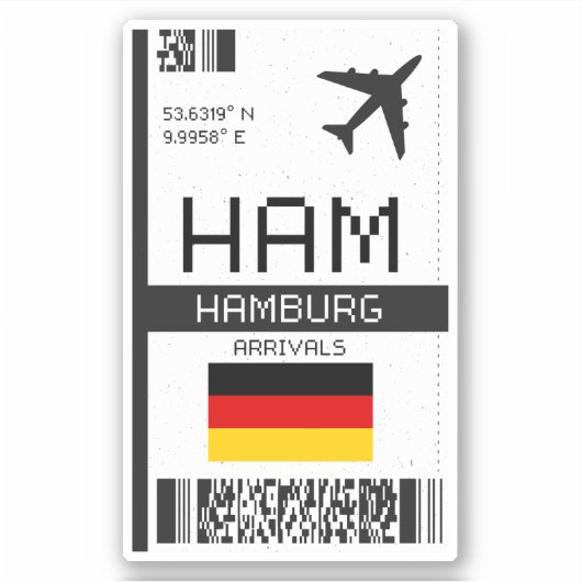 HAM Hamburg Boarding Pass - Duitsland Reizen Sticker (Voorkant)