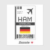 HAM Hamburg Boarding Pass - Duitsland Reizen Sticker (Vel)