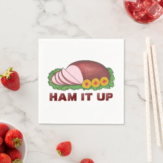 HAM IT UP Holiday Hams Kerstmis Dinner Napkins Servetten (Insitu)
