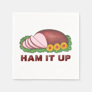 HAM IT UP Holiday Hams Kerstmis Dinner Napkins Servetten