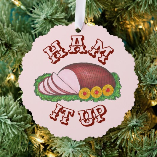 Ham it Up Pink Glazed Paaskerfeestdag Ornament Kaart (Insitu (Drie))