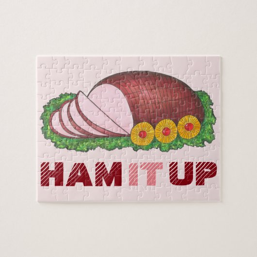 HAM IT UP Pink Holiday Ham Funny kerstpuzzel Legpuzzel (Horizontaal)