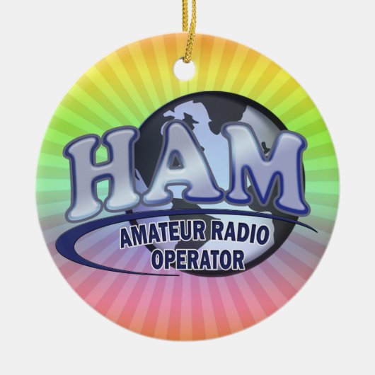 HAM LOGO BLUE AMATEUR RADIOOPERATOR KERAMISCH ORNAMENT (Voorkant)