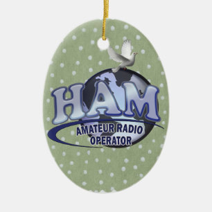 HAM LOGO BLUE AMATEUR RADIOOPERATOR KERAMISCH ORNAMENT