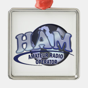 HAM LOGO BLUE AMATEUR RADIOOPERATOR METALEN ORNAMENT