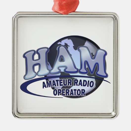 HAM LOGO BLUE AMATEUR RADIOOPERATOR METALEN ORNAMENT (Voorkant)