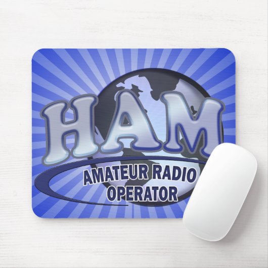 HAM LOGO BLUE AMATEUR RADIOOPERATOR MUISMAT (Met muis)