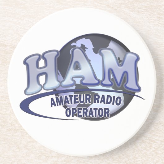 HAM LOGO BLUE AMATEUR RADIOOPERATOR ZANDSTEEN ONDERZETTER (Voorkant)