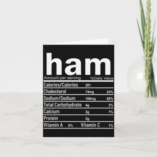 Ham Nutrition Facts Funny Thanksgiving Christmas F Kaart (Voorkant)