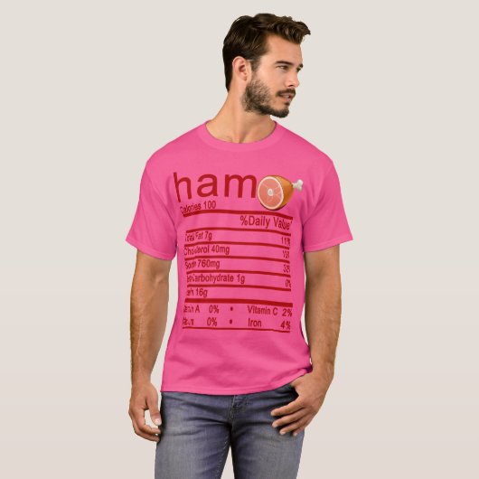 ham Nutrition Facts Funny Thanksgiving T-shirt (Voorkant volledig)