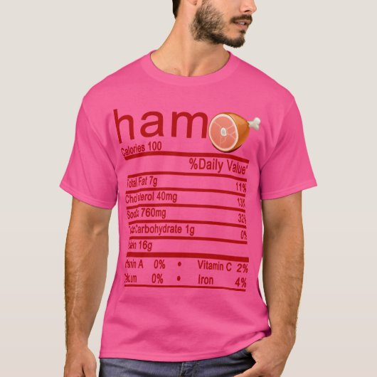 ham Nutrition Facts Funny Thanksgiving T-shirt (Voorkant)