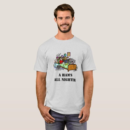 Ham Operator met Bedroom Shack Funny T-Shirt (Voorkant volledig)