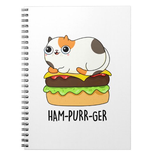 Ham-Purr-Ger Grappige Kat Hamburger Grappenmaker Notitieboek (Voorkant)