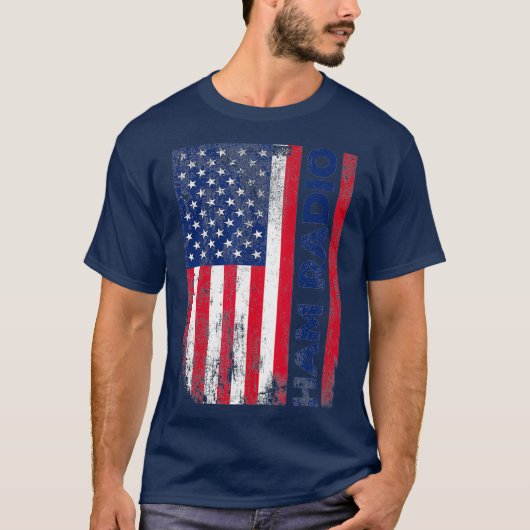 Ham Radio American Flag verhit T-shirt (Voorkant)