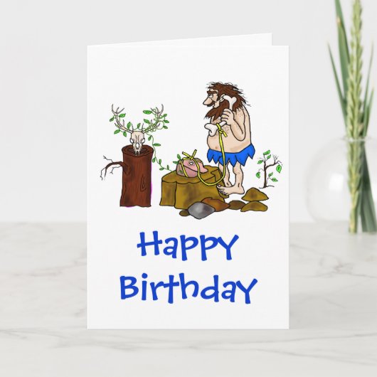 Ham Radio Birthday-kaart met Caveman om aan te pas Kaart (Voorkant)