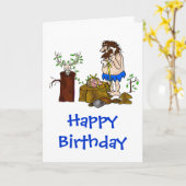 Ham Radio Birthday-kaart met Caveman om aan te pas Kaart (Gele Bloem)