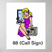 Ham Radio Blonde Pin-up Girl Poster past het aan! (Voorkant)