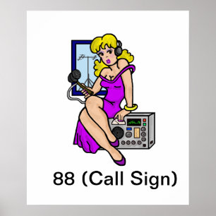 Ham Radio Blonde Pin-up Girl Poster past het aan!