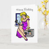 Ham Radio Blonde Pin-up Girl Wenskaart Kaart (Gele Bloem)