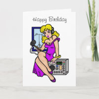 Ham Radio Blonde Pin-up Girl Wenskaart