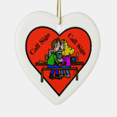 Ham Radio Couple kerstversiering past het aan! Keramisch Ornament (Rechts)