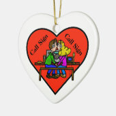 Ham Radio Couple kerstversiering past het aan! Keramisch Ornament (Links)