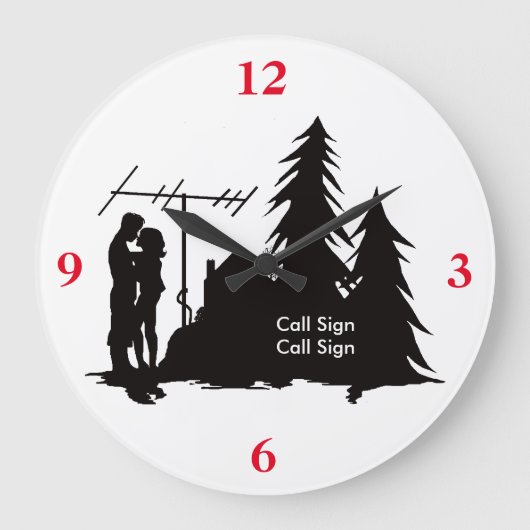 Ham Radio Couple Silhouette Wall Clock Grote Klok (Voorkant)