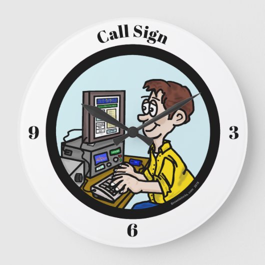 Ham Radio Digital Mode Operator Wall-klok Grote Klok (Voorkant)
