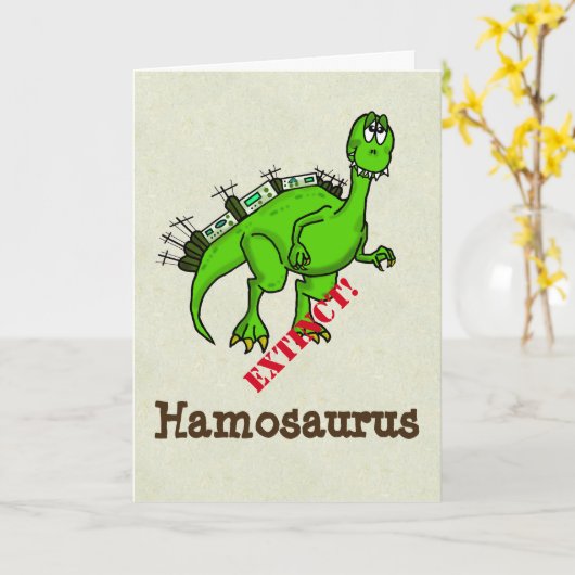 Ham Radio Dinosaurus Verjaardag Kaart (Gele Bloem)