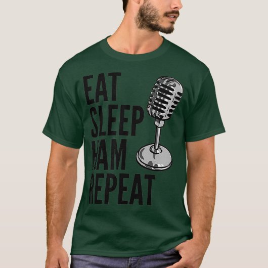 Ham Radio - Eat Sleep Ham Herhalen T-shirt (Voorkant)