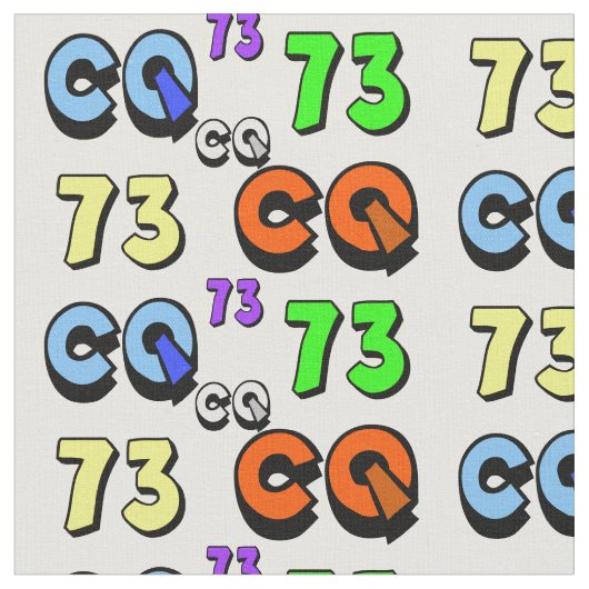 Ham Radio Fabric 73 en CQ Stof (Close Up)