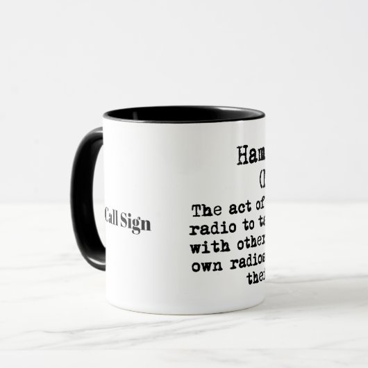 Ham Radio Funny Definition Mok past het aan! (Voorkant links)