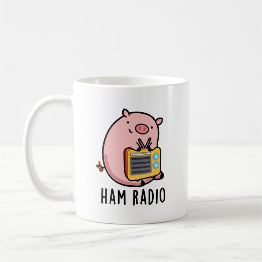 Ham Radio Funny Pig Pun Koffiemok (Links)