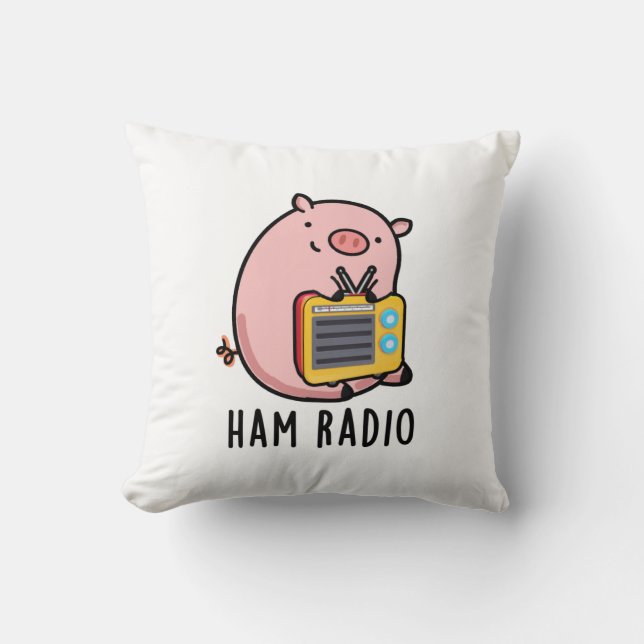 Ham Radio Funny Pig Pun Kussen (Voorkant)