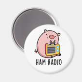 Ham Radio Funny Pig Pun Magneet (Voorkant / Achterkant)