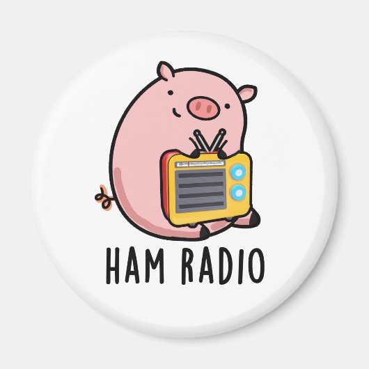 Ham Radio Funny Pig Pun Magneet (Voorkant)